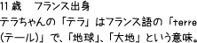11歳　フランス出身テラちゃんの「テラ」はフランス語の「terre（テール）」で、「地球」、「大地」という意味。
